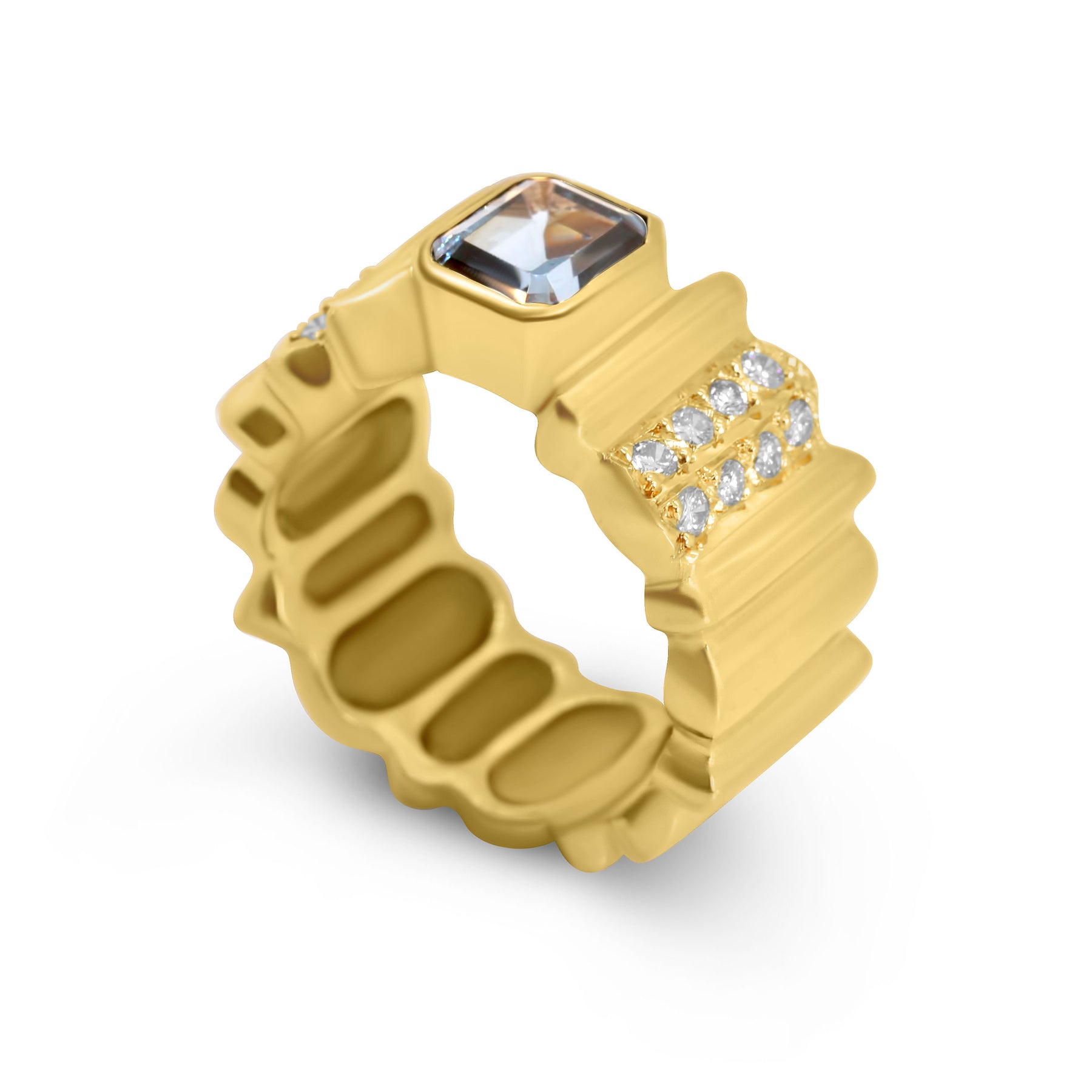 Ribbed Sapphire Ring