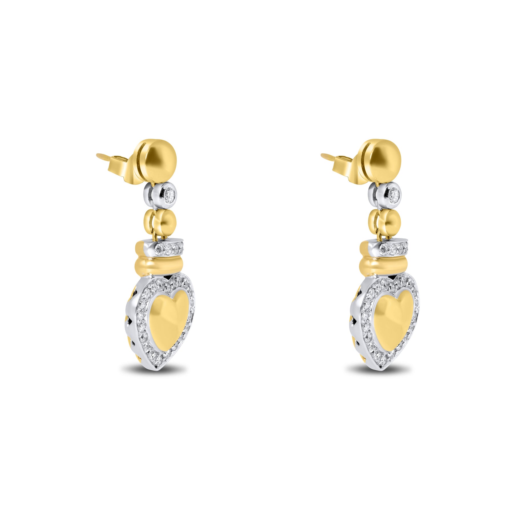 Mixed Metal Heart Dangle Earrings