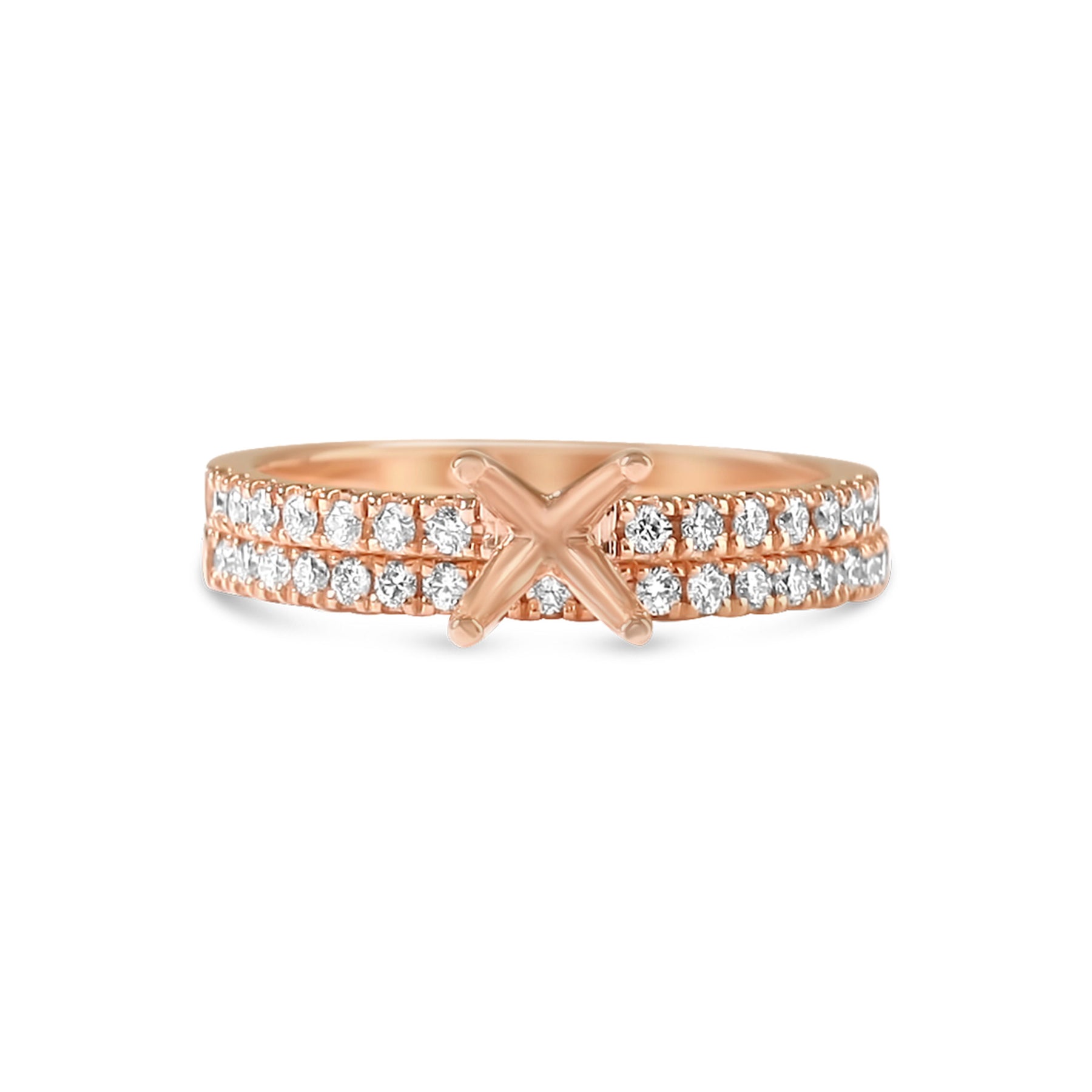 Princess Cut Double Band Half Eternity Setting