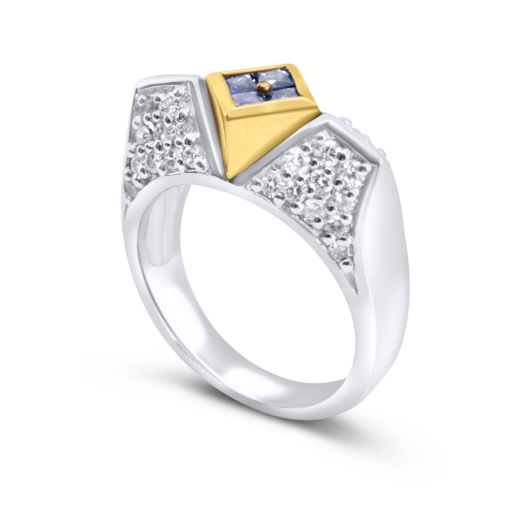 Mixed Metal Windowpane Ring