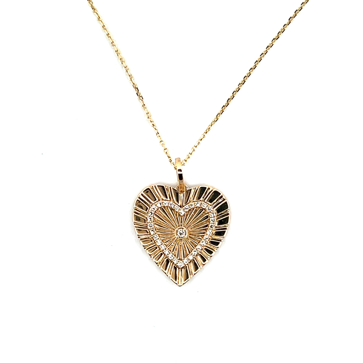 14k Yellow Gold Heart Pendant with Diamonds