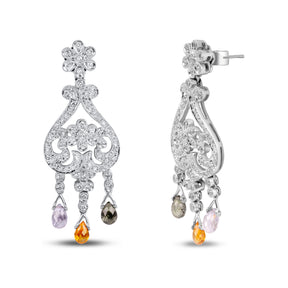 Chandelier Earrings with Multicolor Briollettes