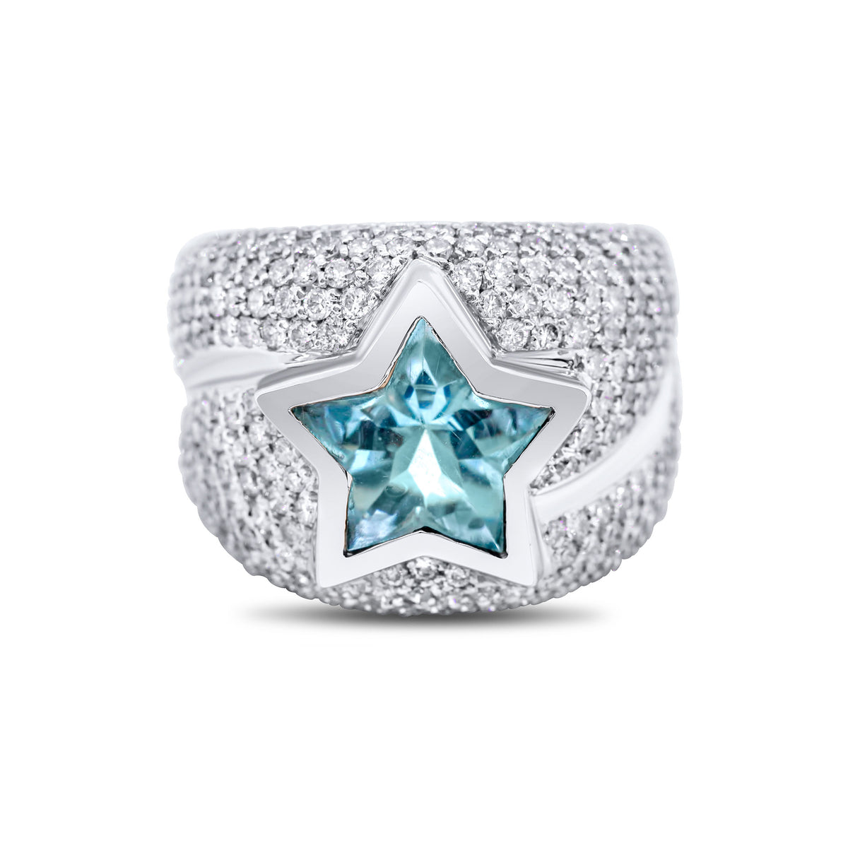 North Star Cocktail Ring with Aquamarine