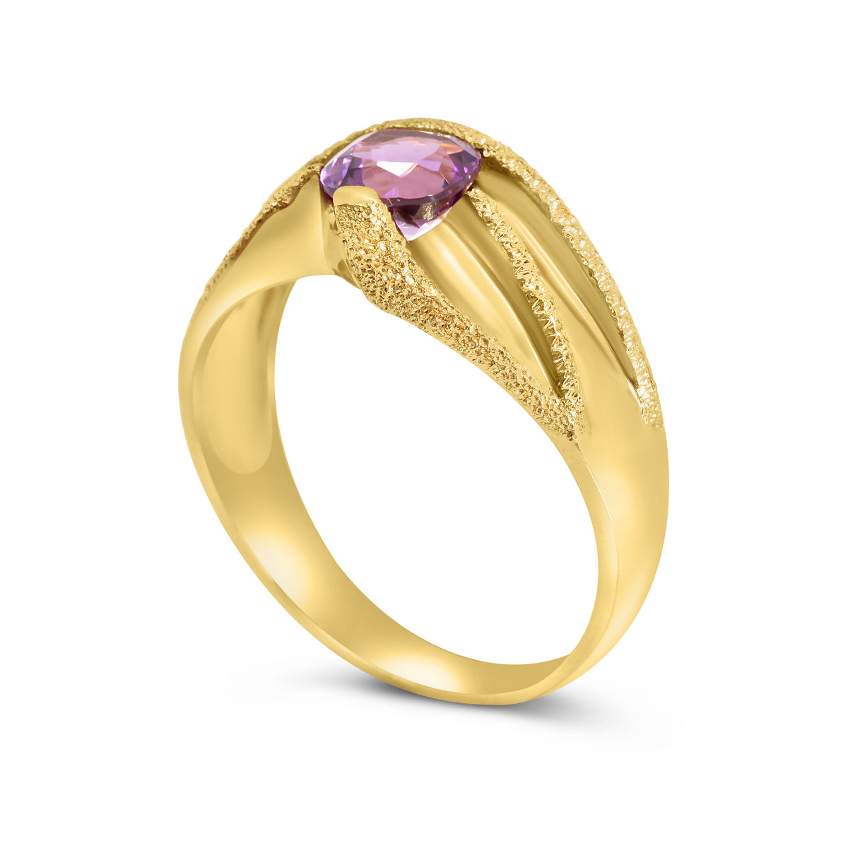 Multi Textured Ring with Amethyst