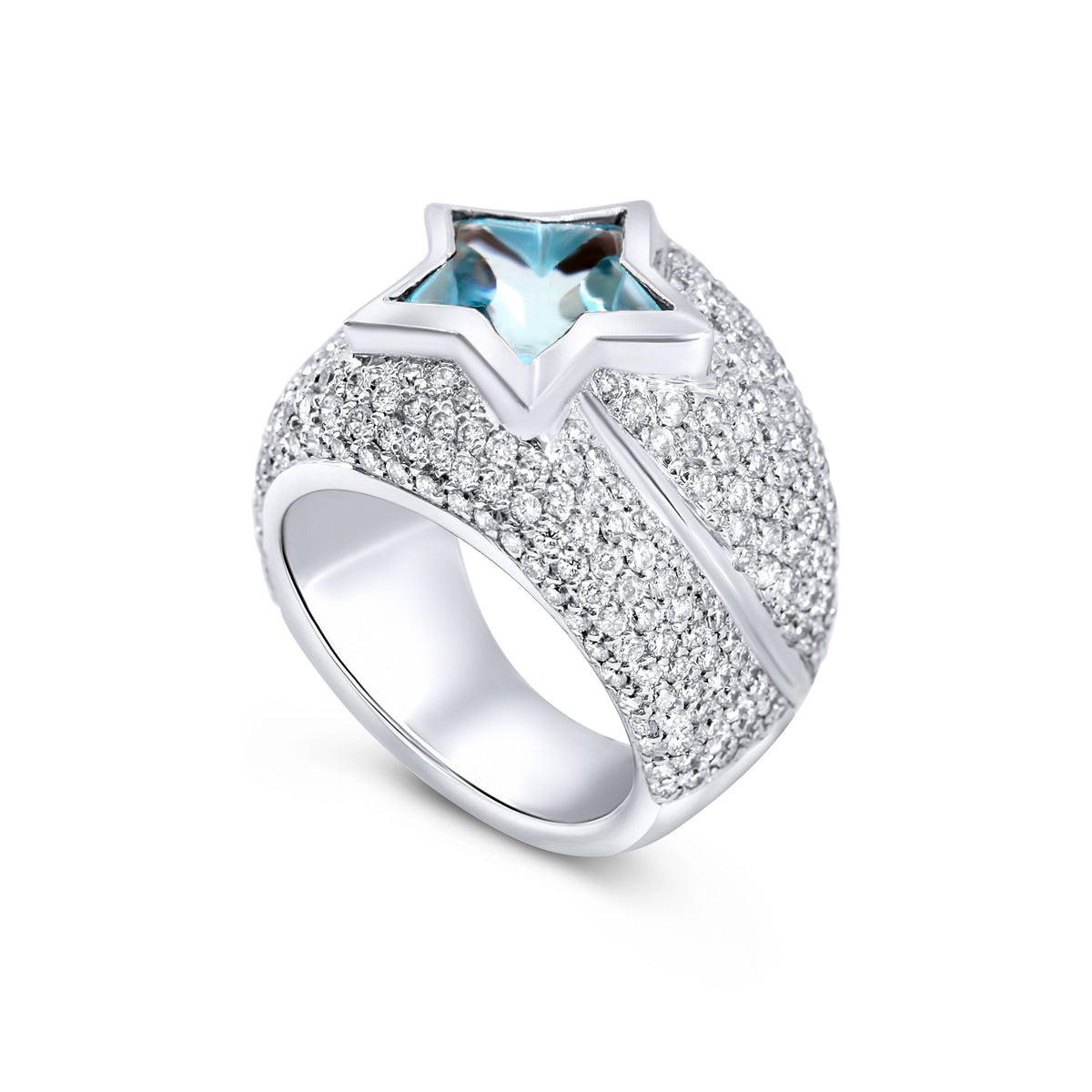 North Star Cocktail Ring with Aquamarine