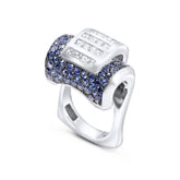 Blue Sapphire Scroll Cocktail Ring